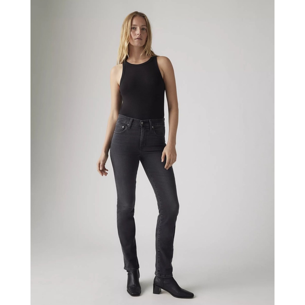 NEW Levis 724 High Rise Slim Straight Jeans Never Forget Black 26x30